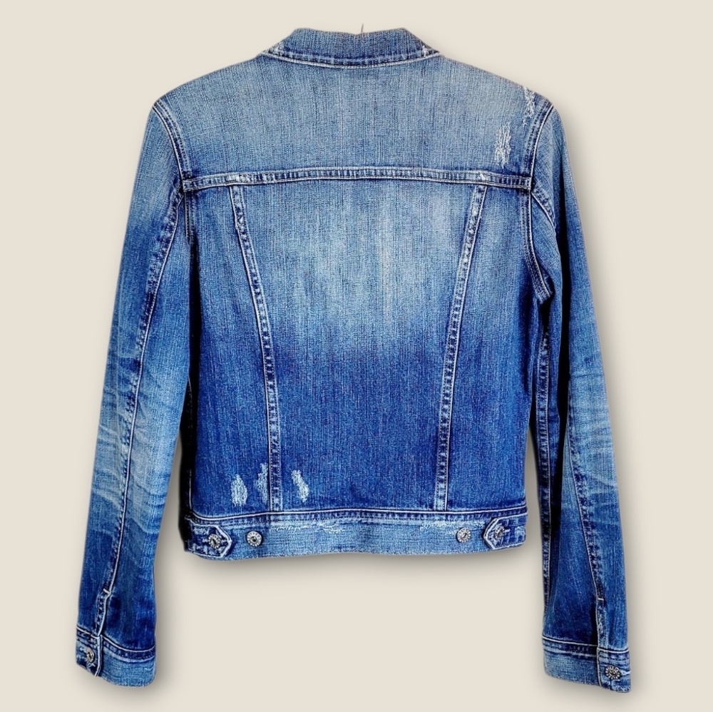 AG Adriano Goldschmied Distressed Denim Jean Jacket Medium - Picture 8 of 14